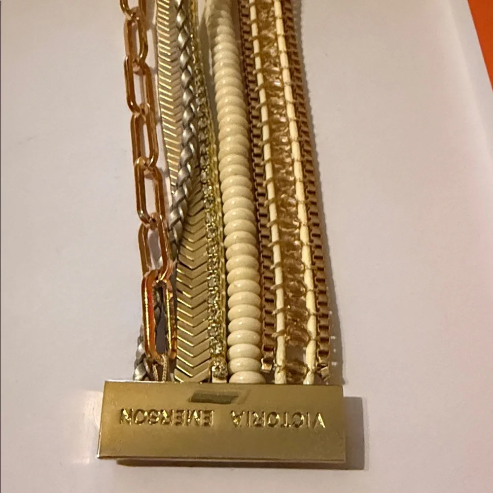 Victoria Emerson Gold and Cream Multistrand Bracelet